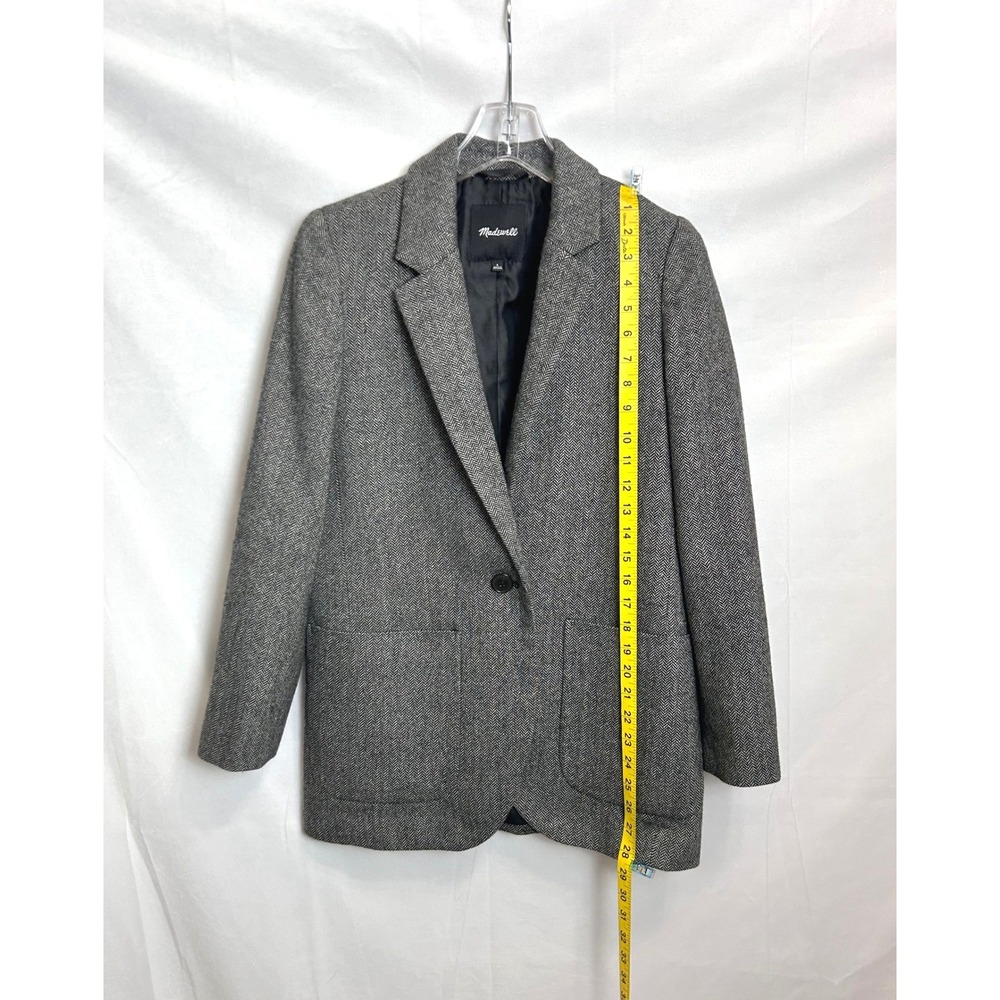 Madewell Grey Herringbone Wool Blend Blazer MA318 Womens Small Single Button - Picture 3 of 14